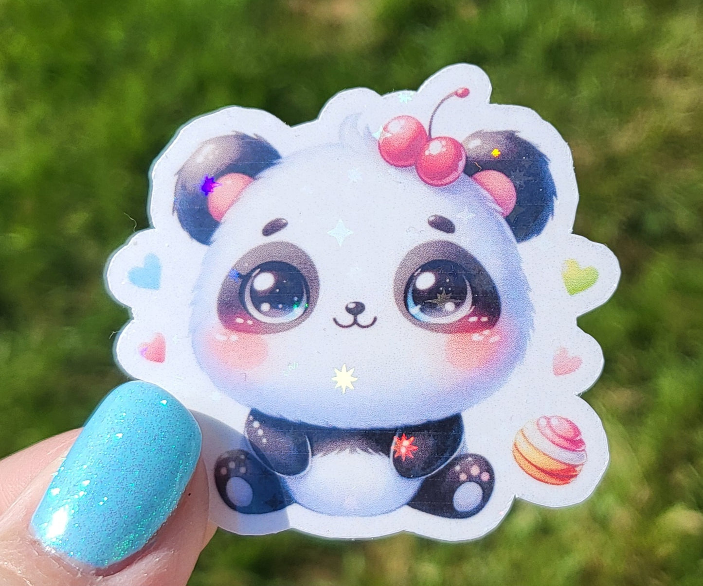 Sticker bébé panda cerise