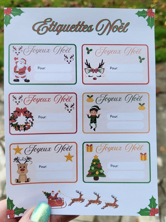Lot n°1 de 6 étiquettes de noël