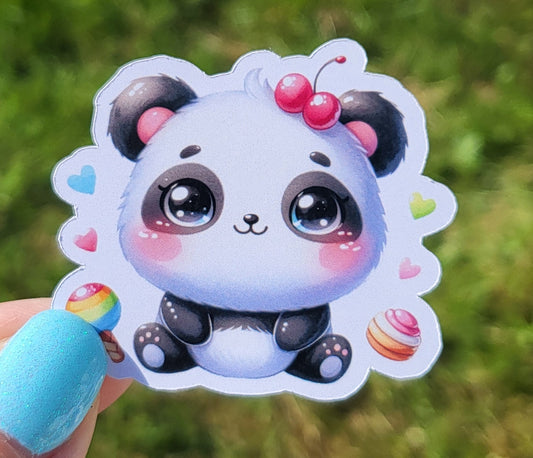 Sticker bébé panda cerise