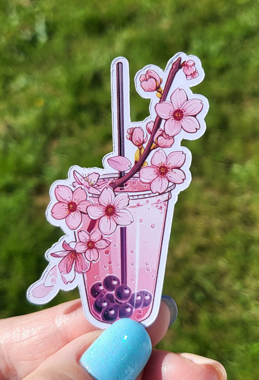 Sticker bubble tea sakura