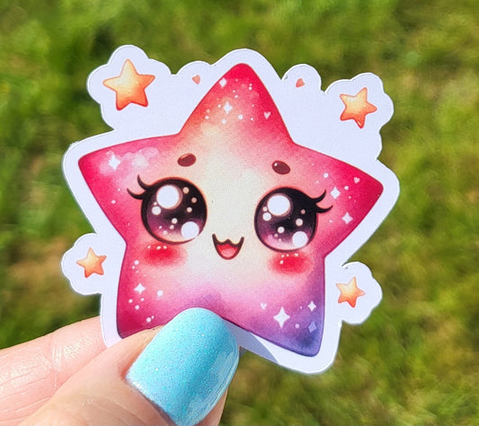 Sticker étoile rose violette