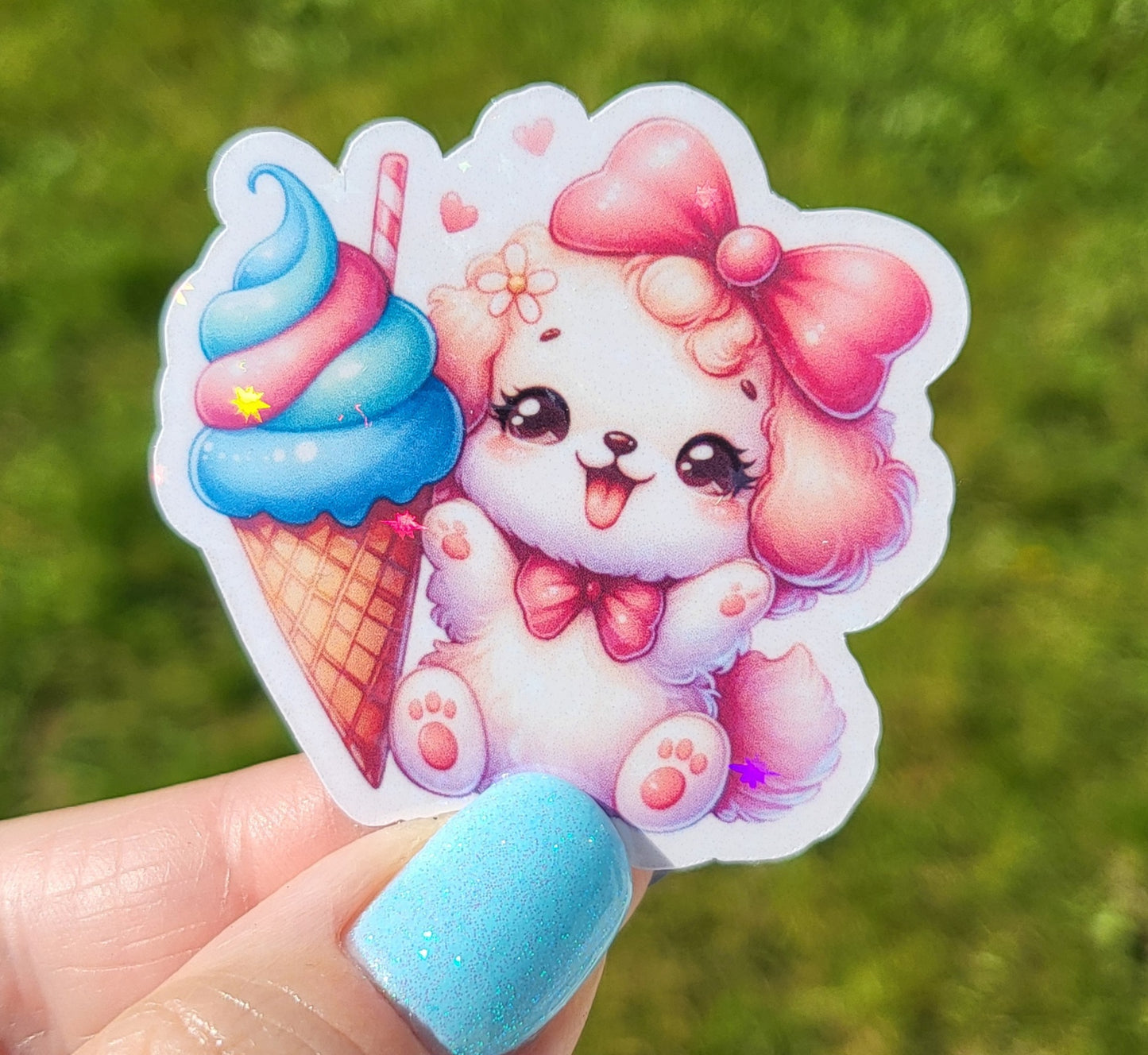 Sticker bébé chien glace