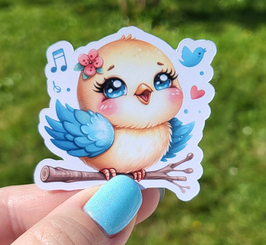 Sticker bébé oiseau musique