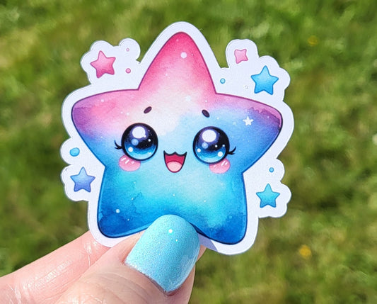 Sticker étoile bleue et rose