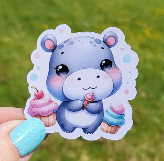 Sticker bébé hippo sucré