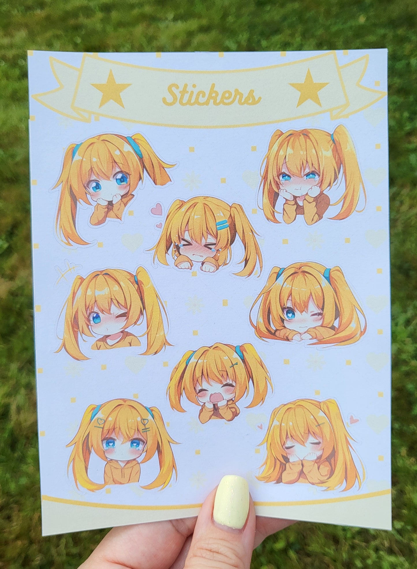 Planche de stickers kawaii jaune