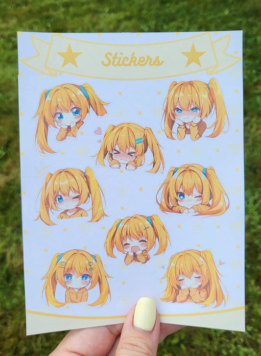 Planche de stickers kawaii jaune