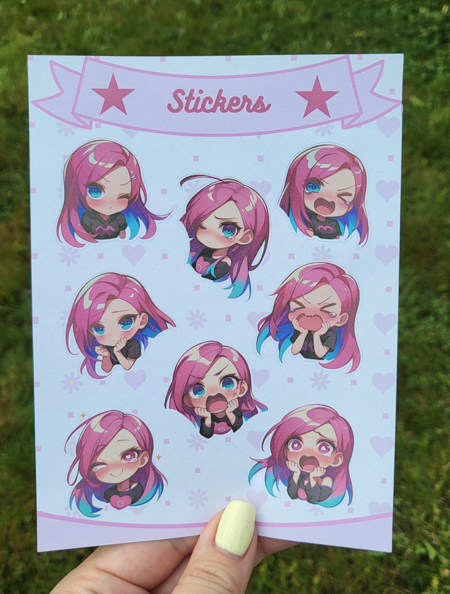 Planche de stickers kawaii rose