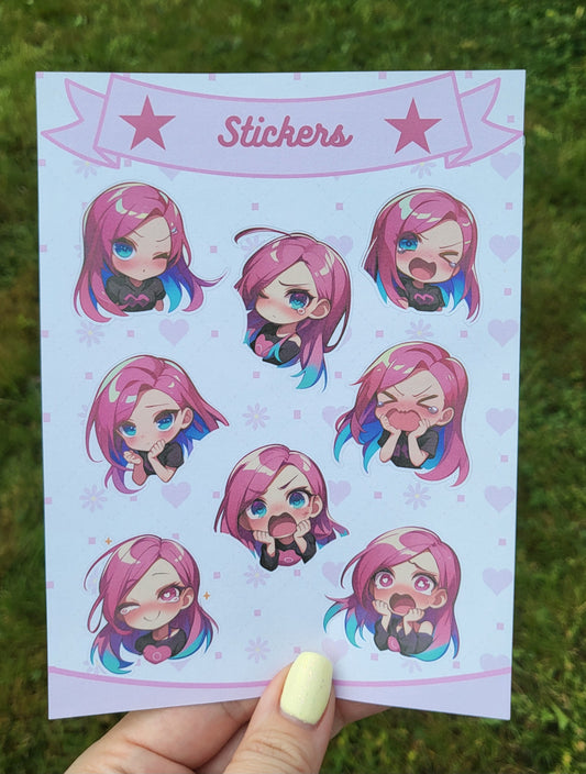 Planche de stickers kawaii rose