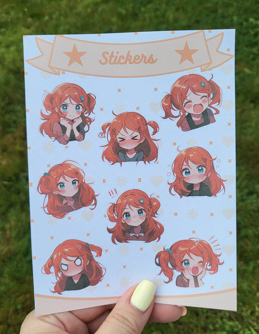 Planche de stickers kawaii orange