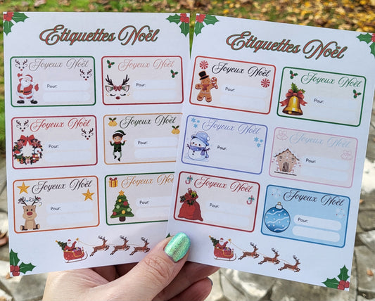 Lot de 12 étiquettes de noël
