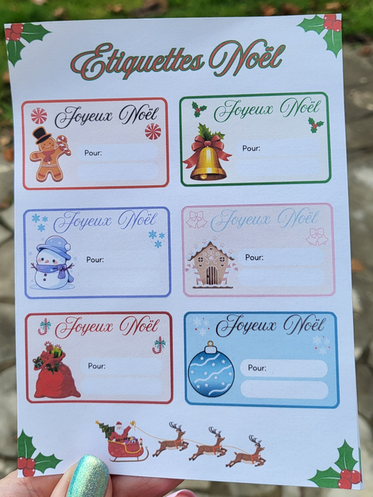 Lot n°2 de 6 étiquettes de noël